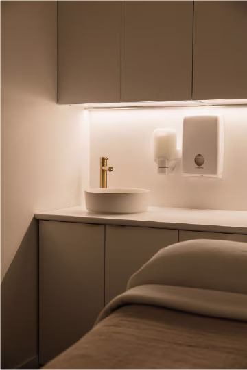 Sala de atendimento de clínica de estética